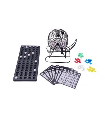 Komplettes Bingo-Trommel-Set – schwarzes Metall