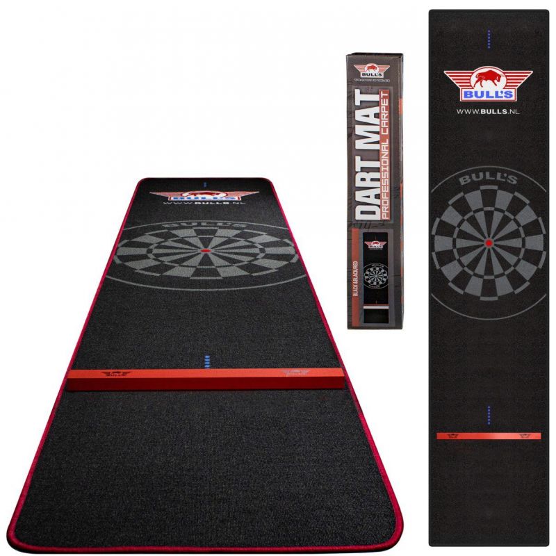 Rubber dart mat 300x60 cm Bulls met oche  Zwart/Rood