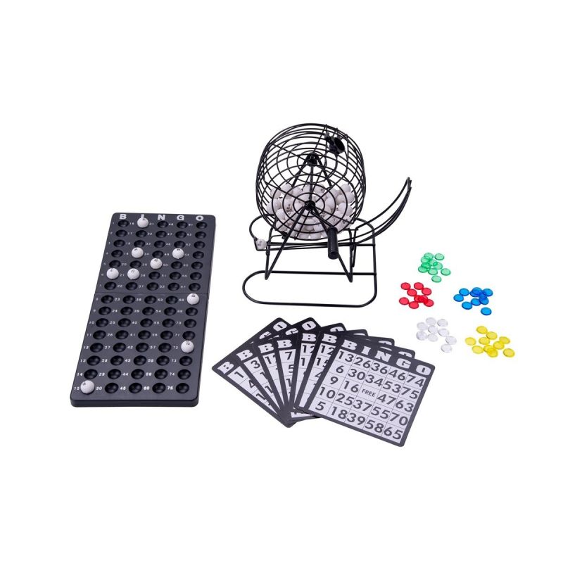 Komplettes Bingo-Trommel-Set – schwarzes Metall