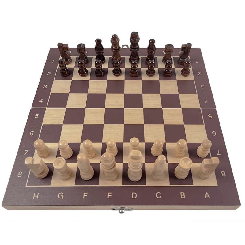 Pegasi 3-in-1 Holzspiel – Schach, Dame und Backgammon